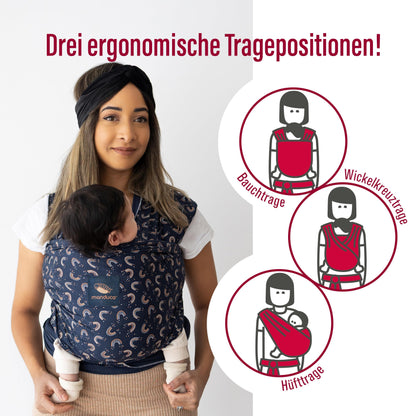 manduca Sling - Babytragetuch - Elastische Babytrage für Neugeborene von der Geburt bis zu 15 kg - Bio-Baumwolle - GOTS zertifiziert