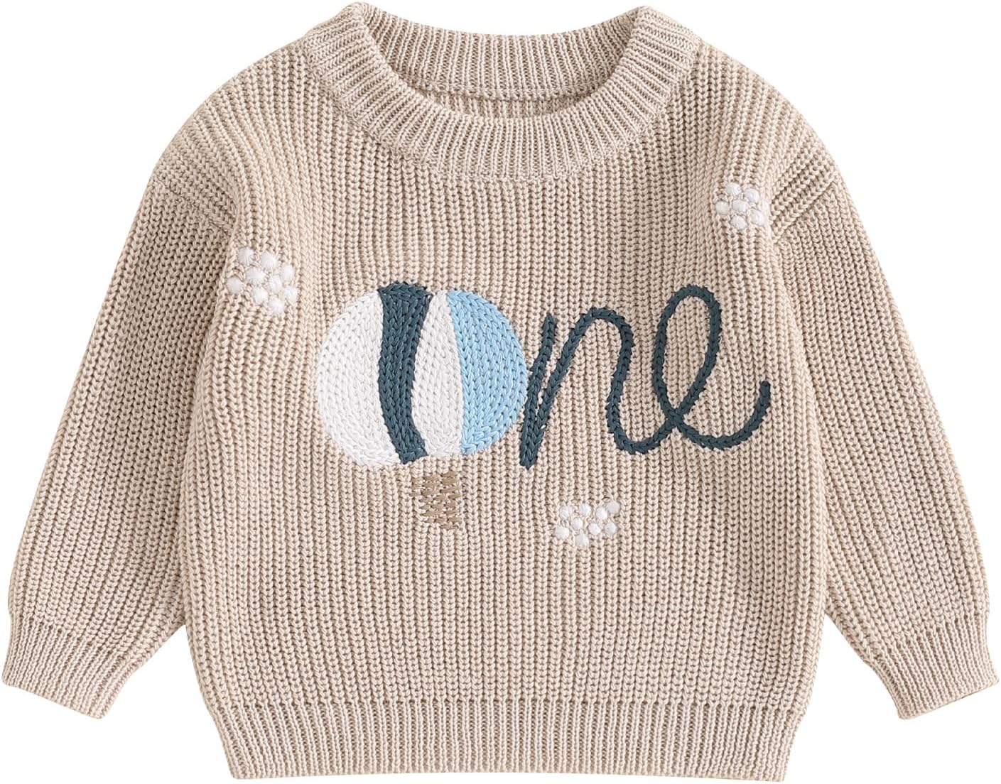 L&ieserram Baby Mädchen Jungen 1. Geburtstag Gestrickt Pullover Jumper Langarm Strickpullover Pulli Kleinkinder Kleidung Outfit Knitted Sweater 1 Jahr