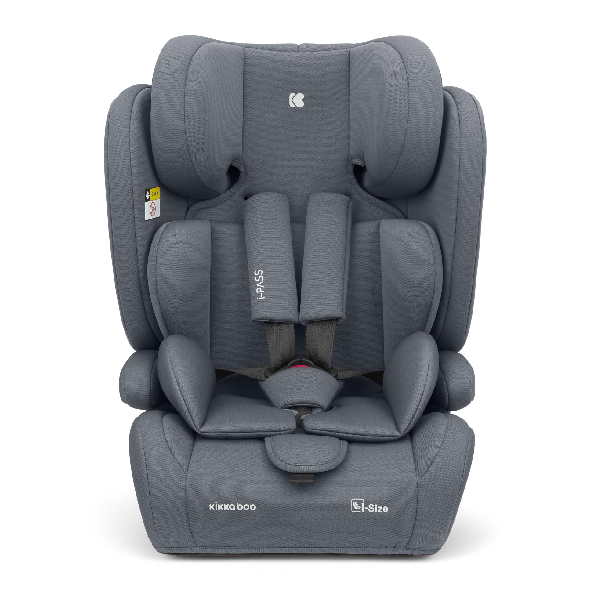 KikkaBoo i-Pass, Kindersitz 9–36 kg, Gruppe 1/2/3 Auto Kindersitz für Kinder 76–150 cm (15 Monate – 12 Jahre), i-Size, 13-fach verstellbare Kopfstütze, Schwarz - Meloni2