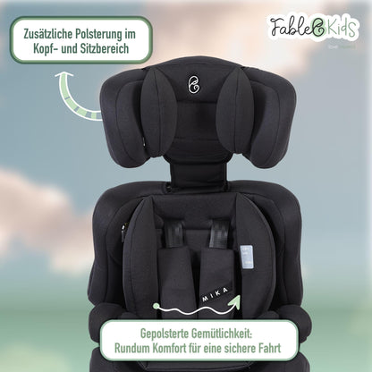 FableKids Kinderautositz 9-36 kg | 3-Punkt-Sicherheitsgurt | Autokindersitz ab 15 M. | Autositz für Kinder 76-150 cm | Kindersitz einstellbare Kopfstütze ECE R129/03 | Verstellbar | Schwarz - Meloni2