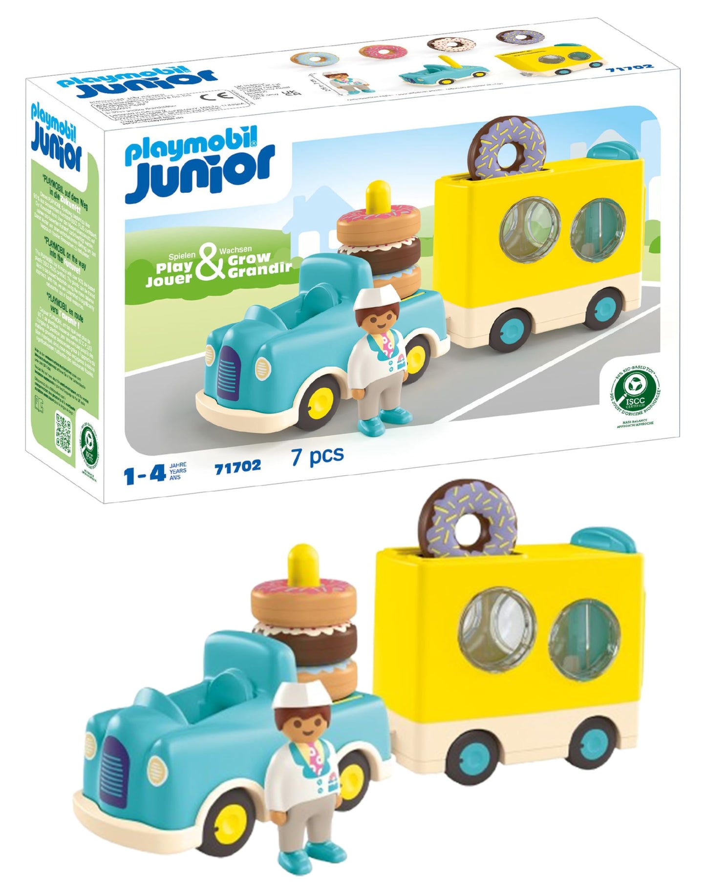 PLAYMOBIL Junior 71685 Dump Truck Sustainable Toy for Children from 1 Year Including Builder and Three Building Blocks