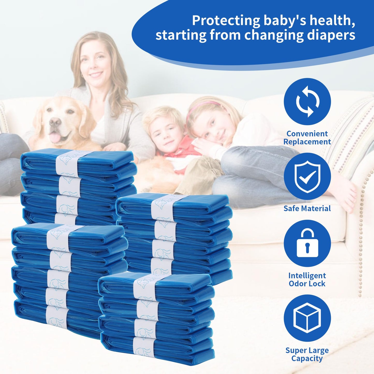 Pack of 18 Refill Film Nappy Bin, Nappy Bin Refill Cassettes, for Angelcare Refill Cassettes, for Spross Refill Cassettes, for Tommy Tipee Filling Box, 4.5 m Nappy Bin, Odour-Proof