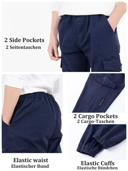CAMLAKEE Kinder Jungen Cargohose Jogger Hose mit elastischem Bund