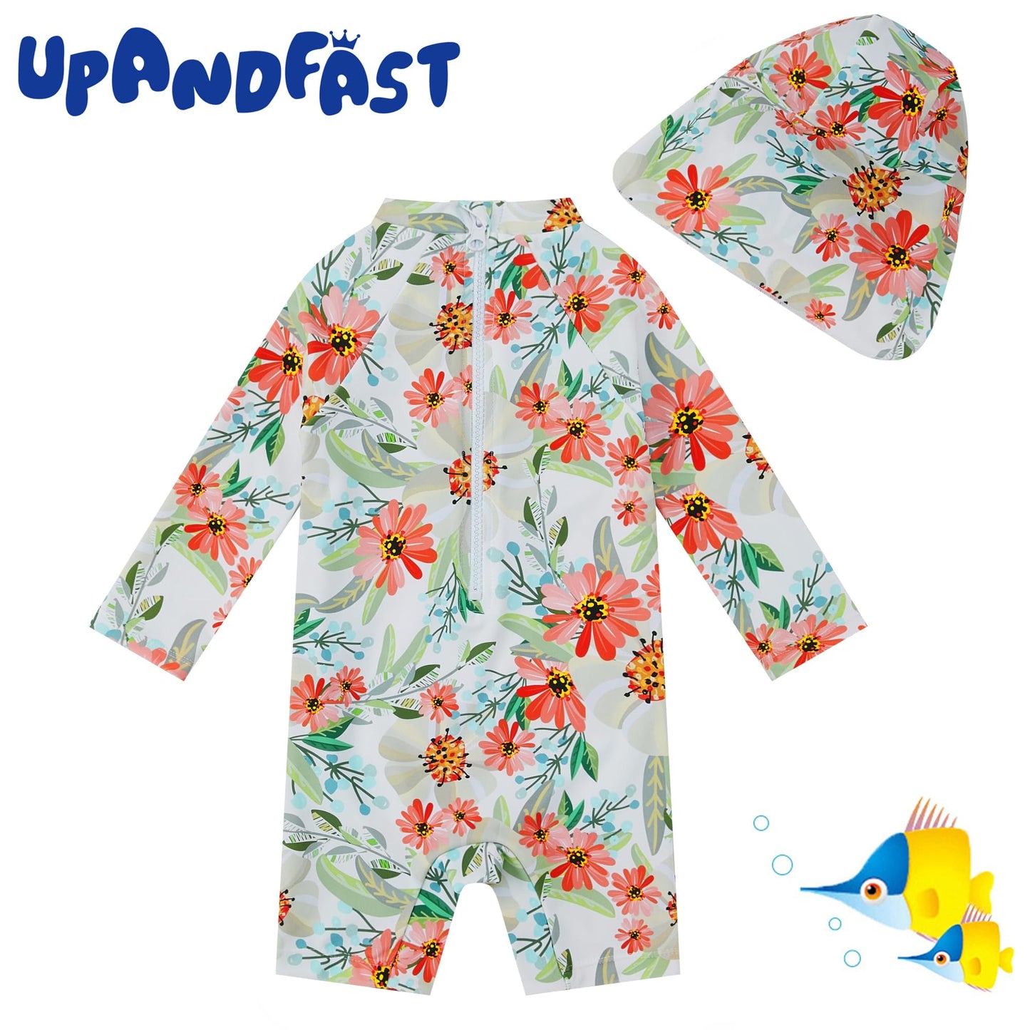 upandfast Baby Swimsuit with Buttons UV Protection Swimwear for Baby Girls 