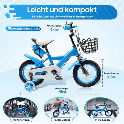 Charocean 12 Zoll Kinderfahrrad für ab 2-5 Jahre Jungen & Mädchen, Upgraded Kinder Fahrrad mit Stützrädern, Fahrrad für Kinder, HöHenverstellbar Kinderfahrräder für Schulung Outdoor Reiten - Meloni2