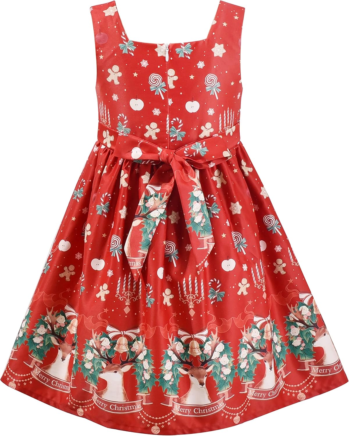 Sunny fashion girls' sleeveless polka dot dress rose garden green print size