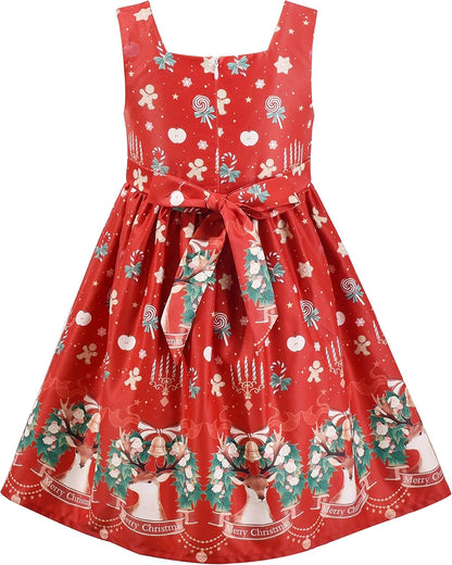 Sunny fashion girls' sleeveless polka dot dress rose garden green print size