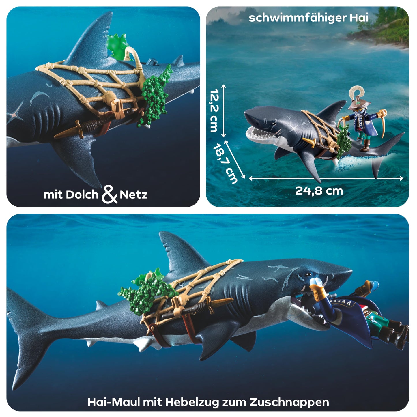 PLAYMOBIL | Pirates | Gefahr durch Riesenhai | Piratenspielzeug | Spielzeugfiguren | Spielzeug für Kinder ab 4 Jahren | 71793