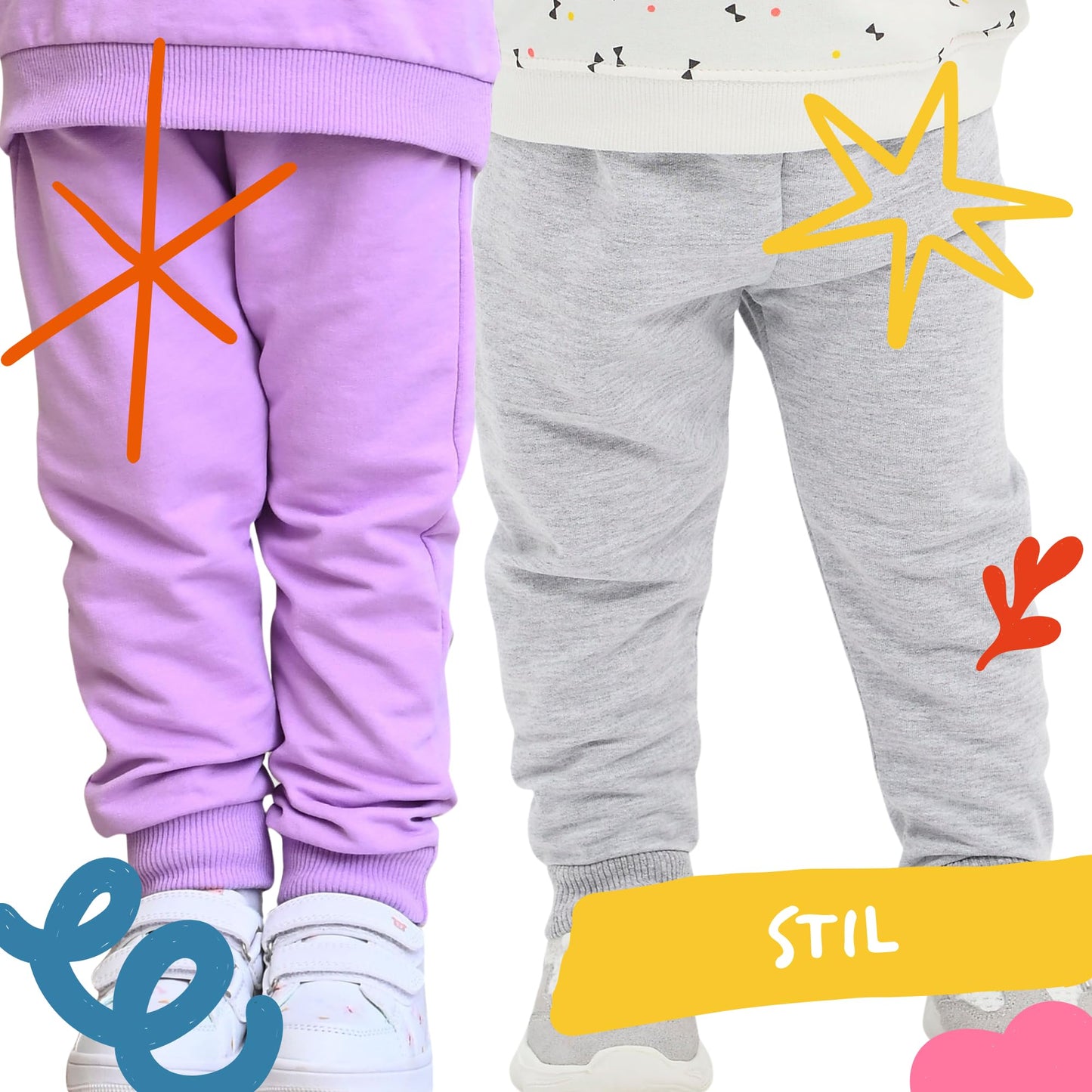 100% Baumwolle Babyhosen Kinderhosen | 2 er-Pack Lässig Sweathose Weiche und Bequeme Babykleidung für Jungen und Mädchen