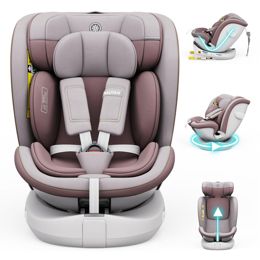 Daliya® Kindersitz ROTAZIONE | I-SIZE 40-150 cm | 8 Pos. | Isofix | (SIP) | Top Tether | 360° | 5 Punkt Gurt | Gruppe 0+ / I/II/III 0-36 KG | Neueste Zulassungs UN ECE Reg. 129 (Beige) - Meloni2