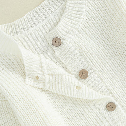 FOMOYUU Strickjacke für Kleinkinder und Neugeborene, Mädchen, langärmelig, Knopfleiste, Sweatshirt, Jacke, Herbst-Outfits