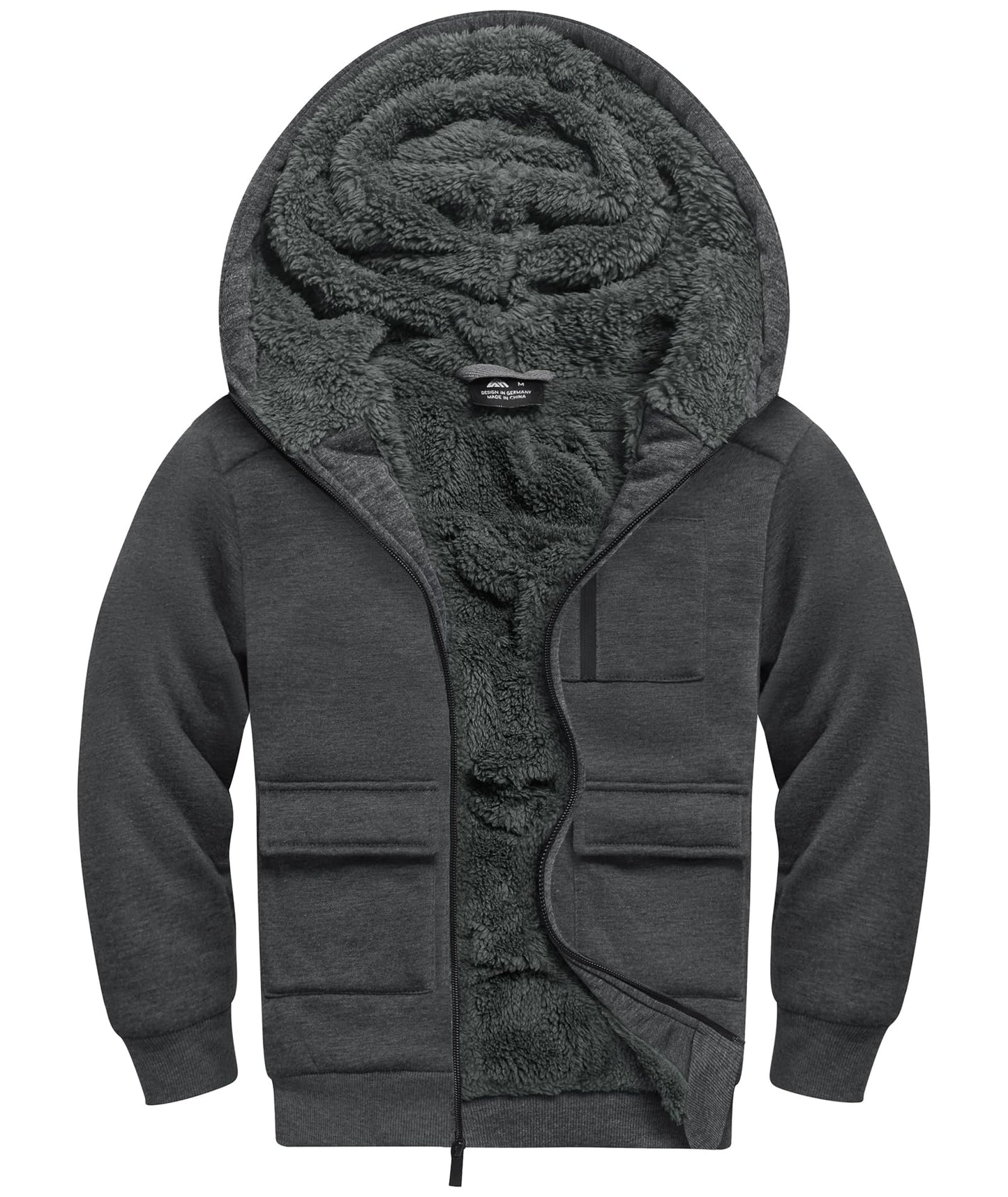 LLdress Fleece Jacket Boys Hoodie with Zip Children's Hoodie Boys Warm Hooded Jacket Causal Winter Ourdoor Sweat Jacket with Fleece Lining Hooded Jackets for Boys