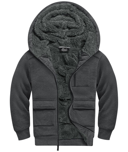 LLdress Fleece Jacket Boys Hoodie with Zip Children's Hoodie Boys Warm Hooded Jacket Causal Winter Ourdoor Sweat Jacket with Fleece Lining Hooded Jackets for Boys