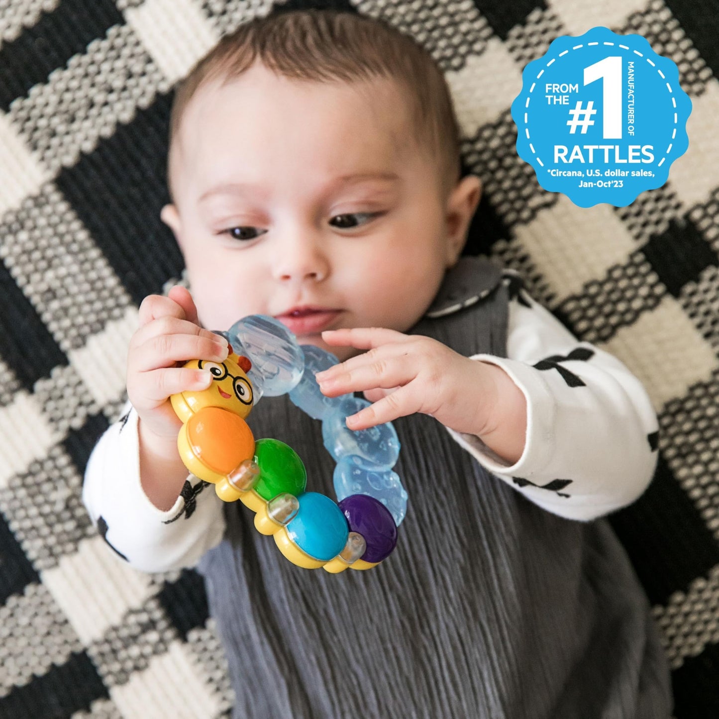Baby Einstein, Teether-Pillar, Beißring der kühlt und beruhigt, einfach zu greifen, mit strukturierter Oberfläche - Meloni2