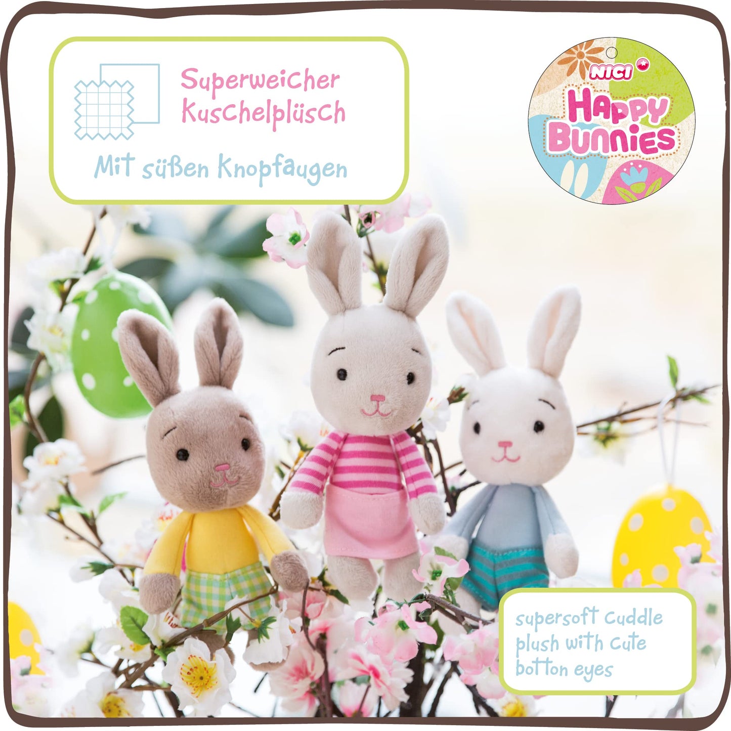 NICI 46333 Kuscheltier Hase Hellbraun 20cm – Plüschtier für Mädchen, Jungen & Babys – Flauschiges Stofftier zum Spielen, Sammeln & Kuscheln – Gemütliches Schmusetier