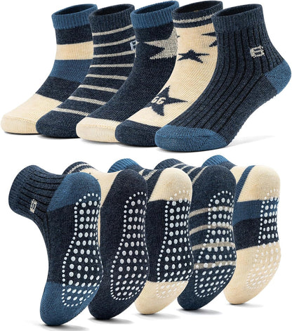 KOWAYI Stoppersocken Kinder 5/10 Paar ABS Rutschsocken Kinder Jungen, Mädchen, Baby Antirutschsocken 1-7 Jahre Grip Socken