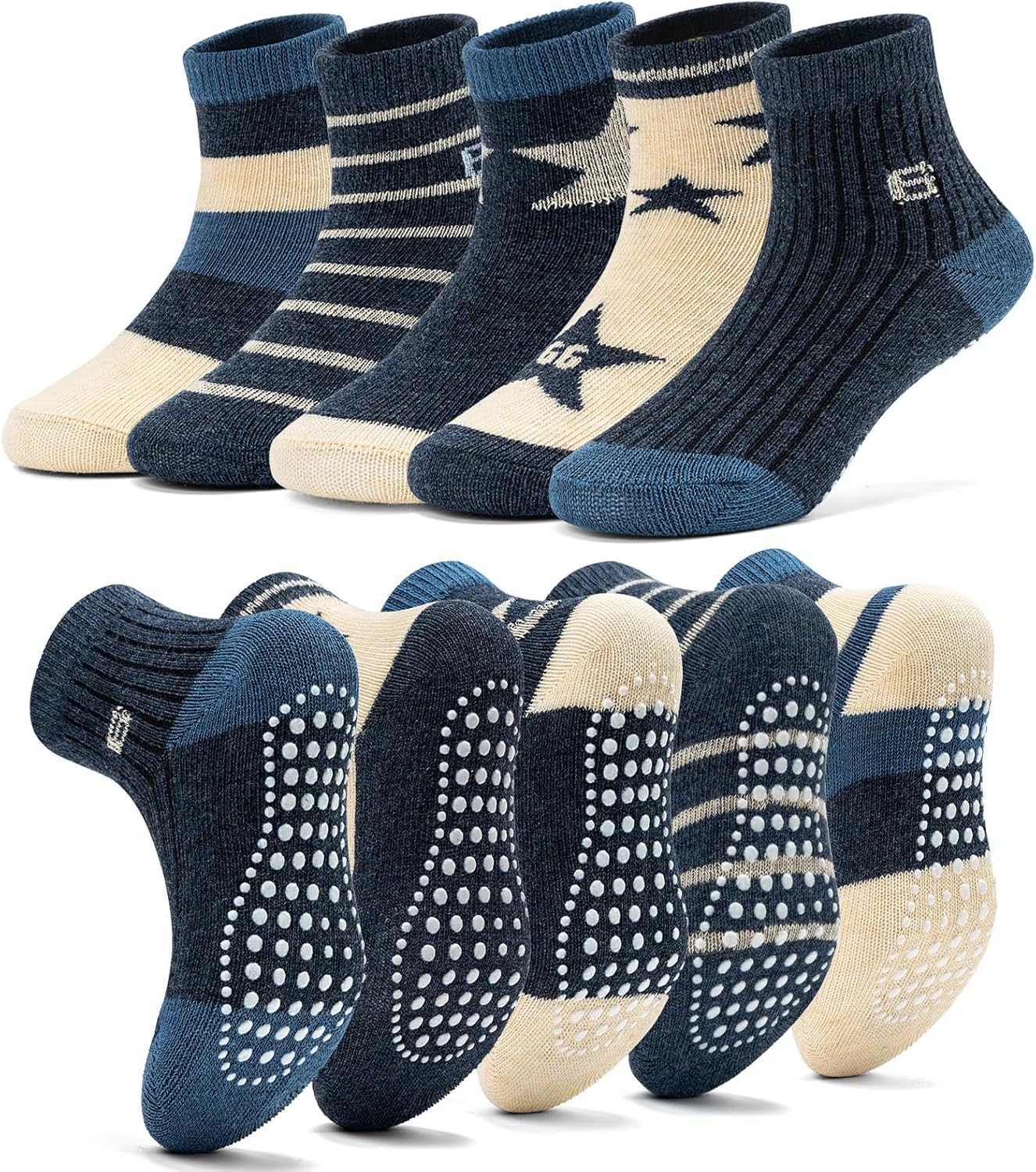KOWAYI Stoppersocken Kinder 5/10 Paar ABS Rutschsocken Kinder Jungen, Mädchen, Baby Antirutschsocken 1-7 Jahre Grip Socken