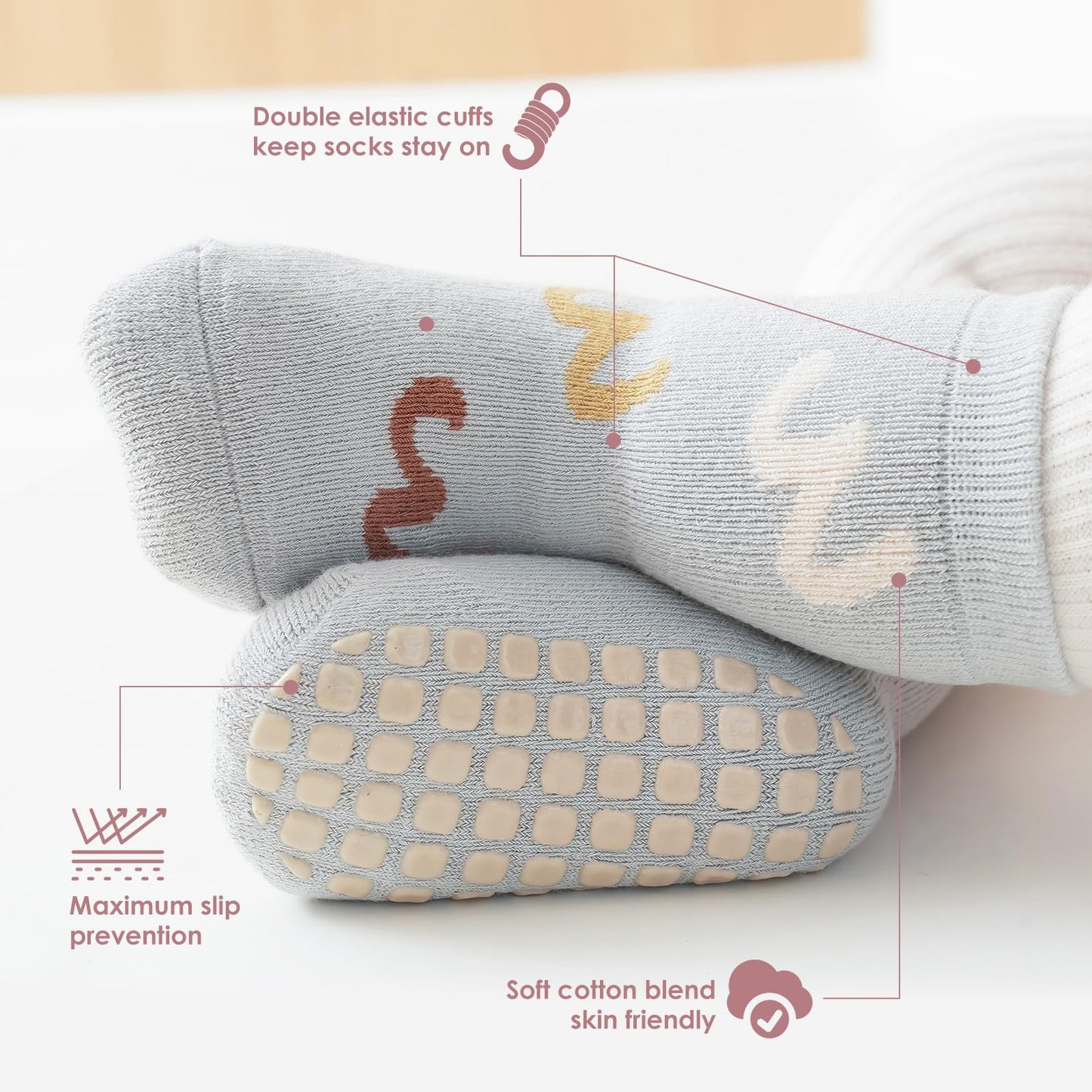 Simpeak Baby Socks, ABS Socks, Non-Slip Baby Socks, Non-Slip Baby Socks, Boys and Girls, Stopper Socks, Baby 0-36 Months