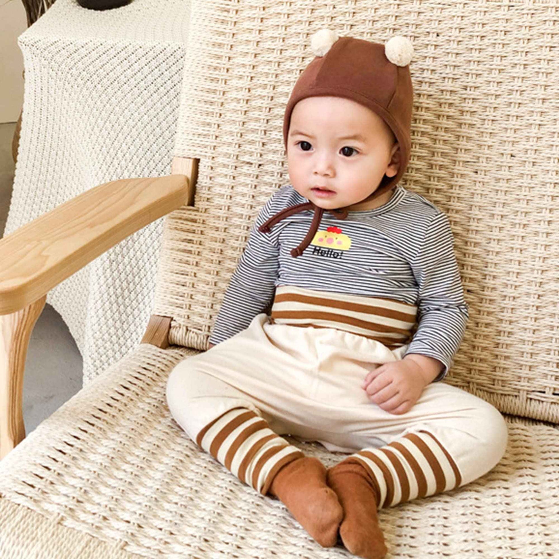 Baby Boys Girls Cotton Grow Trousers Pump Trousers Elastic High Waistband Baby Trousers Casual Jogging Bottoms Soft Comfort Baby Trousers - Bear Pattern Plain Manufacturing Size 73/80/90/100