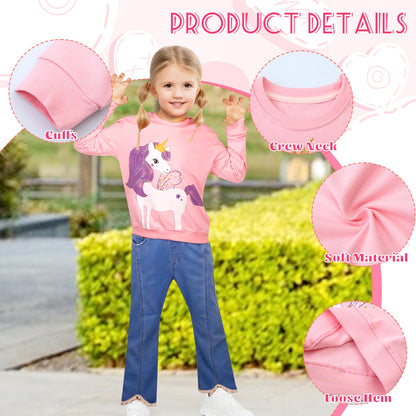 Baogaier Sweatshirt Mädchen Pullover Baumwolle Leichtgewicht Casual Sport Langarmshirt Pailletten Pelzig Tierdruck Kinder Kleidung Langarm Rundhalsausschnitt Tops 2-7 Jahre, Gr.92-122