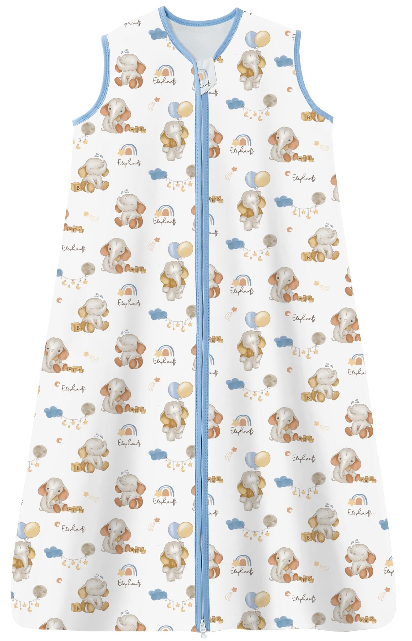 Chilsuessy Children's Sleeping Bag 1.5 Tog Pack of 2 Baby Sleeping Bag Made of 100% Cotton, Baby All-Year Sleeping Bag Pyjamas for Boys and Girls, 1.5 Tog/Elephant Lion + Green, 110 cm / Baby Height