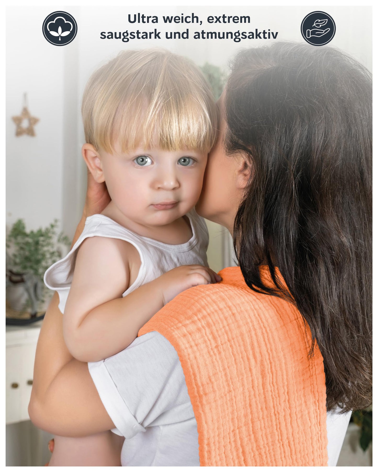LAYNENBURG 10er-Set Premium Spucktücher Baby aus extra weichem Musselin - 100% Baumwolle - 30x50cm - Oeko Tex 100 - Musselin-tücher als Mulltücher, Mullwindeln oder Stoffwindeln (weiß)