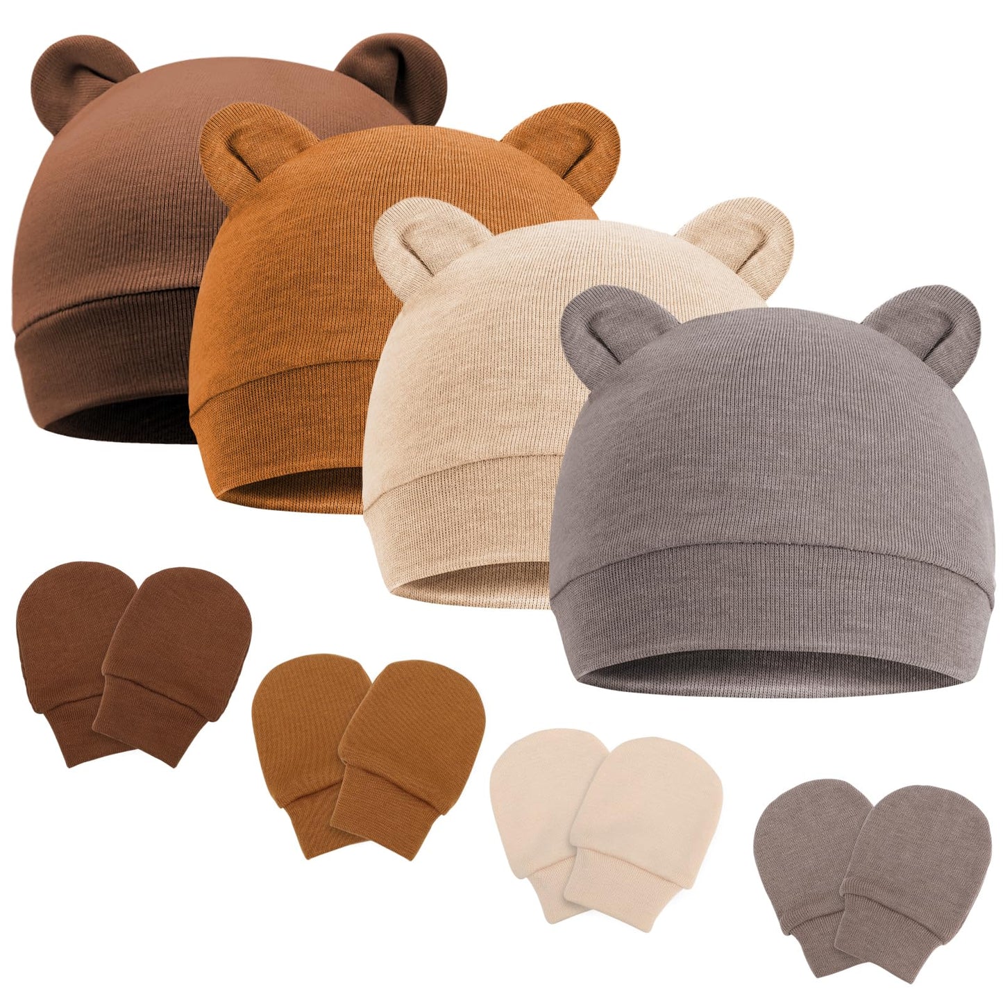 DRESHOW Newborn Baby Hat and Gloves Set Beanie Clothing Unisex Infant Hat Kindergarten Cap Baby Boys Girls 0-6 Months 