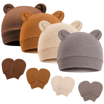 DRESHOW Newborn Baby Hat and Gloves Set Beanie Clothing Unisex Infant Hat Kindergarten Cap Baby Boys Girls 0-6 Months 