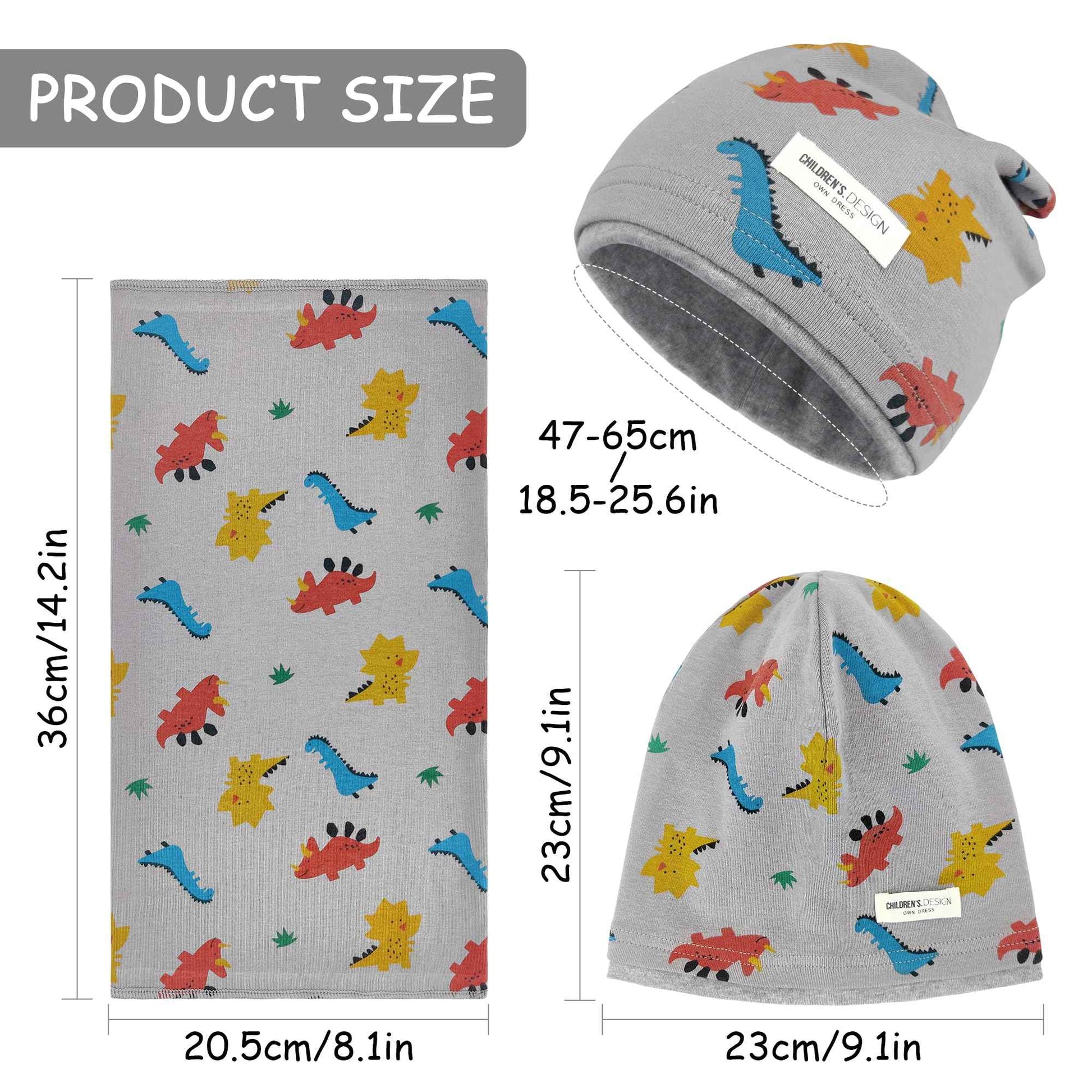 Kinder Beanie Mütze & Loop Schal Set, 95% Baumwolle Mütze Schal Set Mädchen Jungen 2-8 Jahren, Schlauchschal Warme Wintermütze Strickmützen für Herbst Winter Frühling