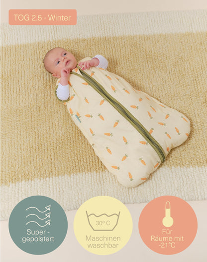 molis&co - Baby Sleeping Bag 2.5 TOG - All-Year Sleeping Bag - Baby Sleeping Bag Newborn - 100% Cotton (Oeko-Tex 100), Sleeveless Winter Sleeping Bag Padded - Premium Quality - Colima (70 cm)