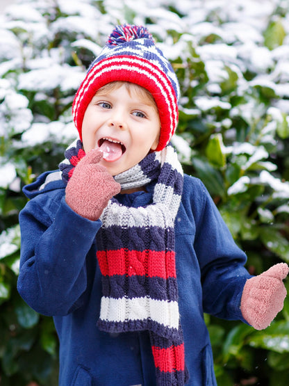 Geyoga 3 Paar Kinder Strickhandschuhe Winter Vollfinger Handschuhe