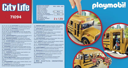 PLAYMOBIL City Life 71094 US School Bus Toy Bus with Flashing Light, Toy for Children from 4 Years