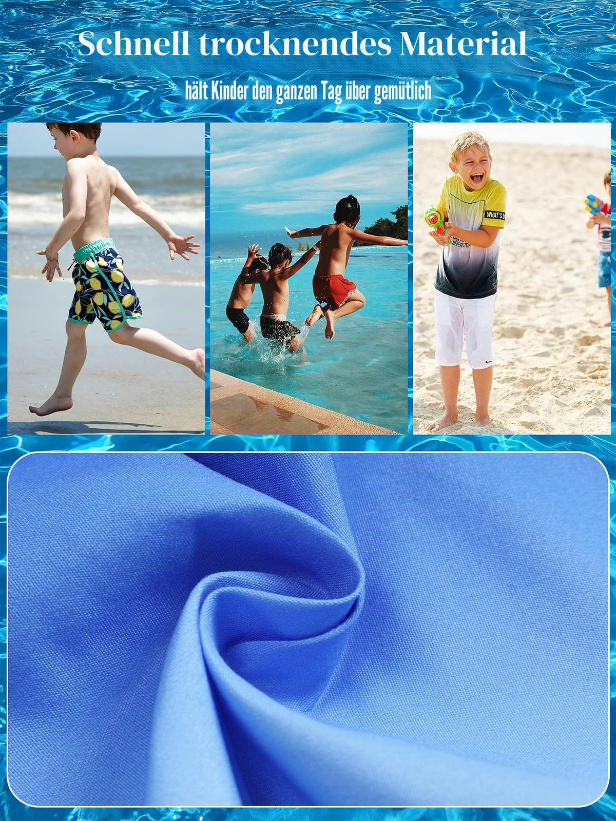 Badehose Jungen Farbverlauf Badeshorts mit Meshfutter und Verstellbarem Tunnelzug