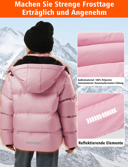 Winter Jacke Jungen Mädchen Kinder Jacke Warm Gefüttert Puffer Jacken Kinder Jacken Winter mit abnehmbarer Kapuze Wandern Jacke