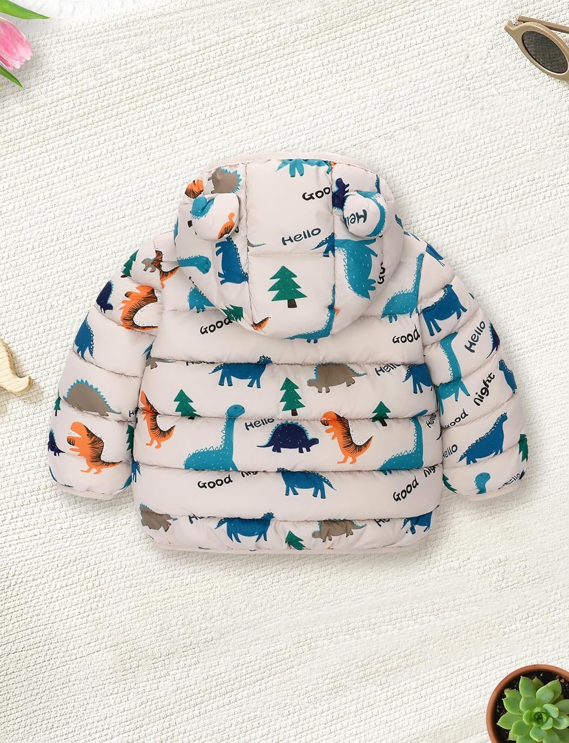 Happy Cherry Winter Jacket Baby Boys Girls Winter Coat with Hood Quilted Jacket Warm Lightweight Down Jacket Winter Cute Printed Outerwear 