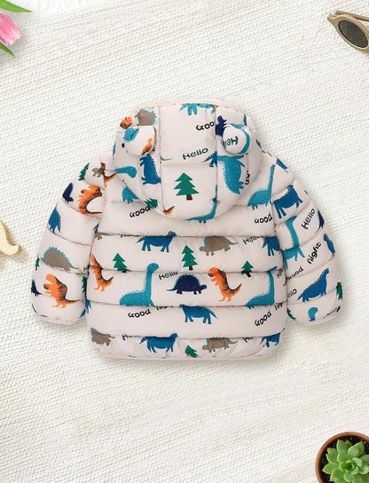 Happy Cherry Winter Jacket Baby Boys Girls Winter Coat with Hood Quilted Jacket Warm Lightweight Down Jacket Winter Cute Printed Outerwear 