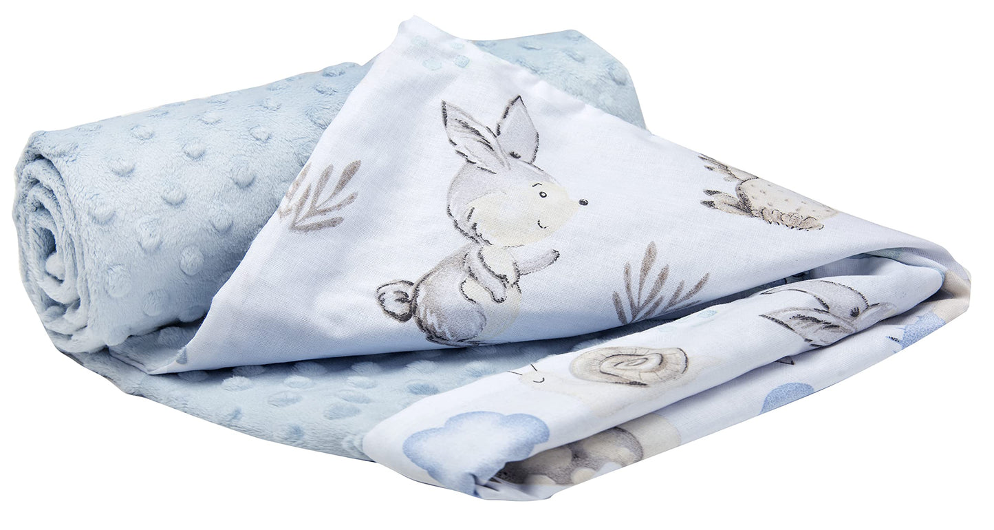Medi Partners Babydecken Baby 100% Baumwolle Krabbeldecke Babydecke 75x100cm doppelseitig Kinderbett Minky Kuscheldecke Kinderwagen (REH mit grauem Minky)