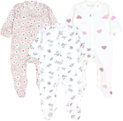 TupTam Baby Mädchen Schlafstrampler mit Fuß 3er Pack