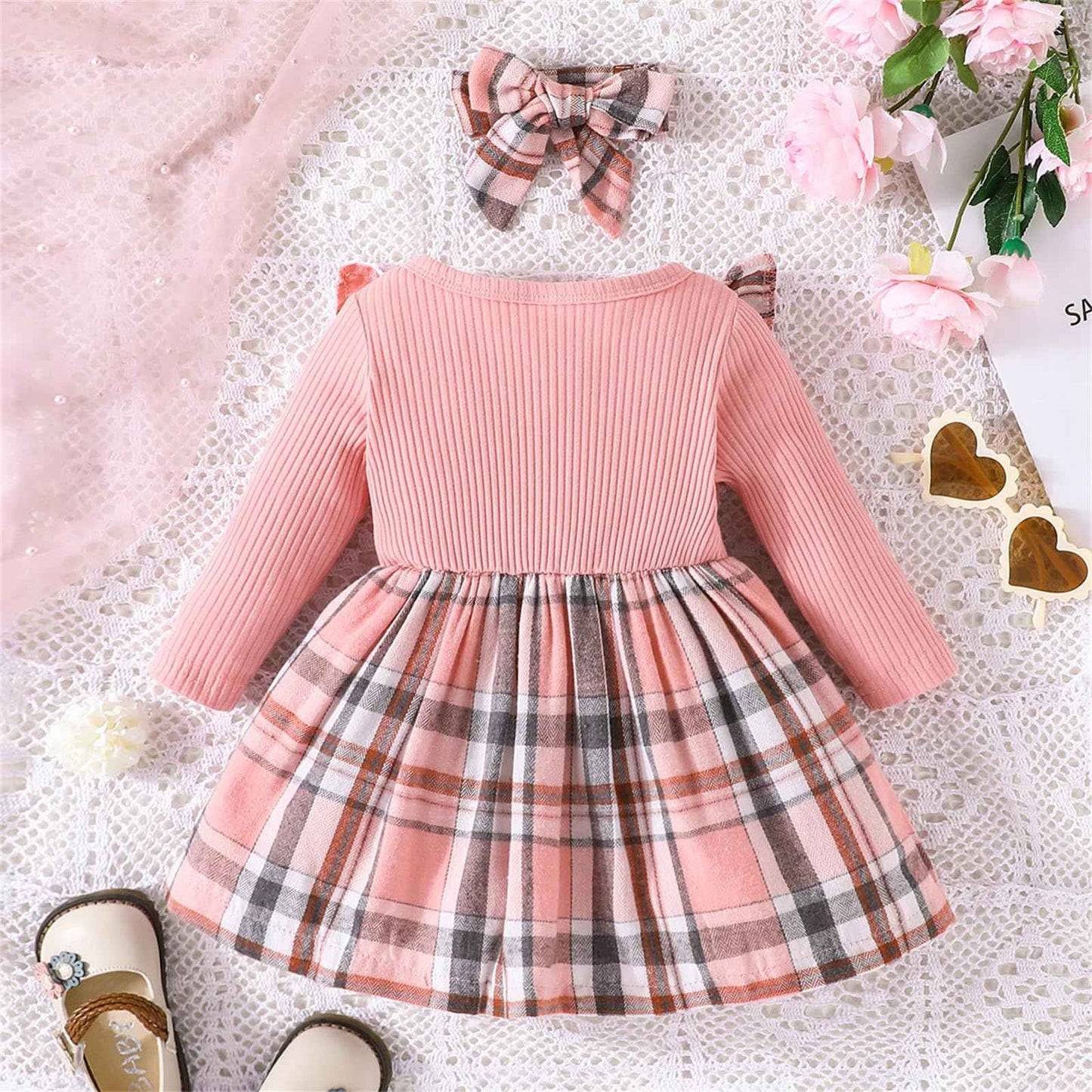 Toddler Kids Baby Girls Off Shoulder Long Sleeve Fur Trim Dress with Headband Santa Autumn Winter Outfits