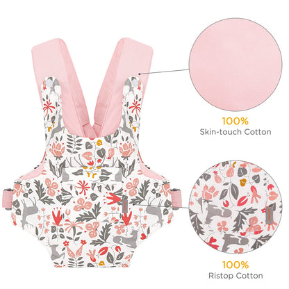 GAGAKU Puppentrage ab 3 Jahre Bauchtrage Babypuppen Zubehör Schultergurte Babytrage Puppe Kleinkind Puppentragetasche Stofftiertrage Kuscheltierträger - Rose - Kaninchengarten