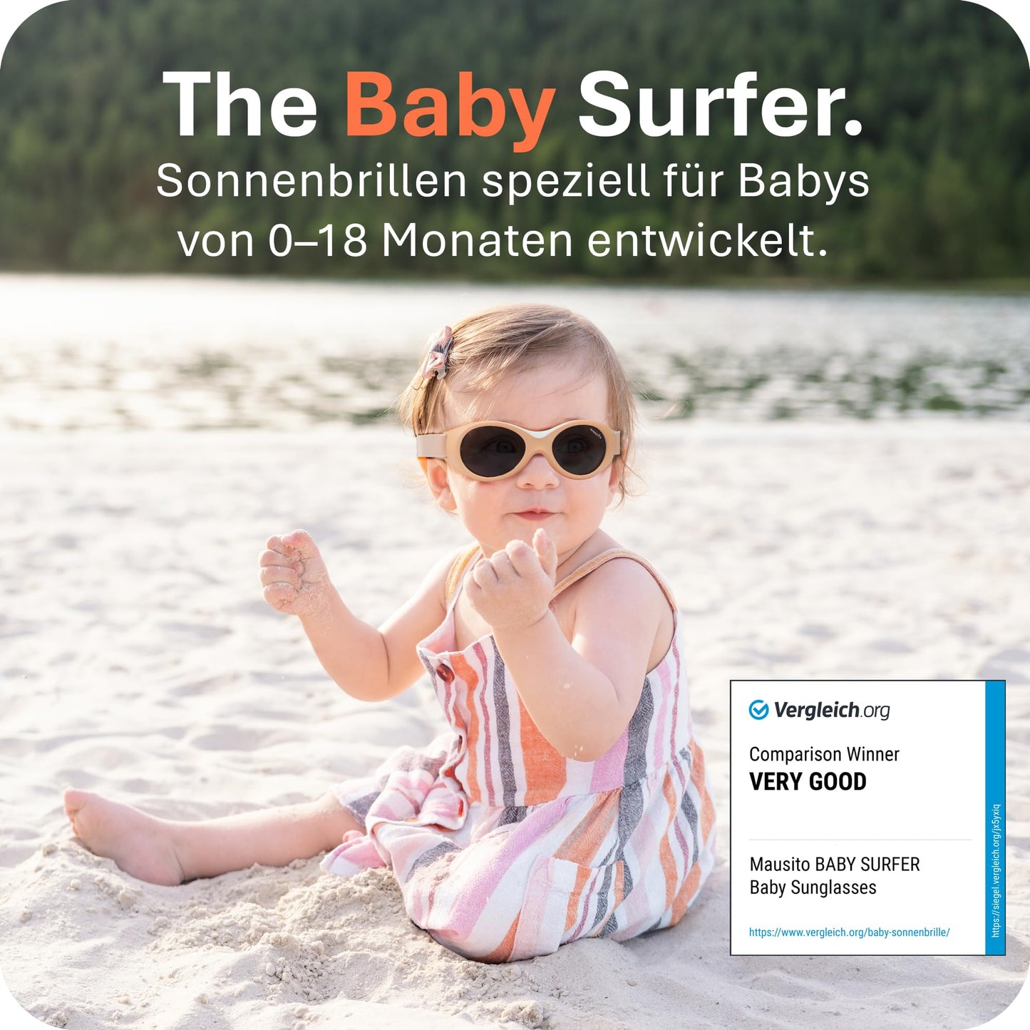 Mausito BABY Sonnenbrille 0-18 Monate Mädchen I VERGLEICHSSIEGER Sonnenbrille Baby 100% UV-Schutz I BIEGSAM & verstellbares Band I Schadstofffrei I Europäisches Design für Kinder gemacht