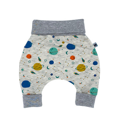 Growing Baby Baggy Trousers Made of Cotton Jersey - Handmade Growing Trousers Baby Trousers for Boys - Sizes 50-74 | 68-86 | 92-104 (Mini Rainbow Brown, 50-74)