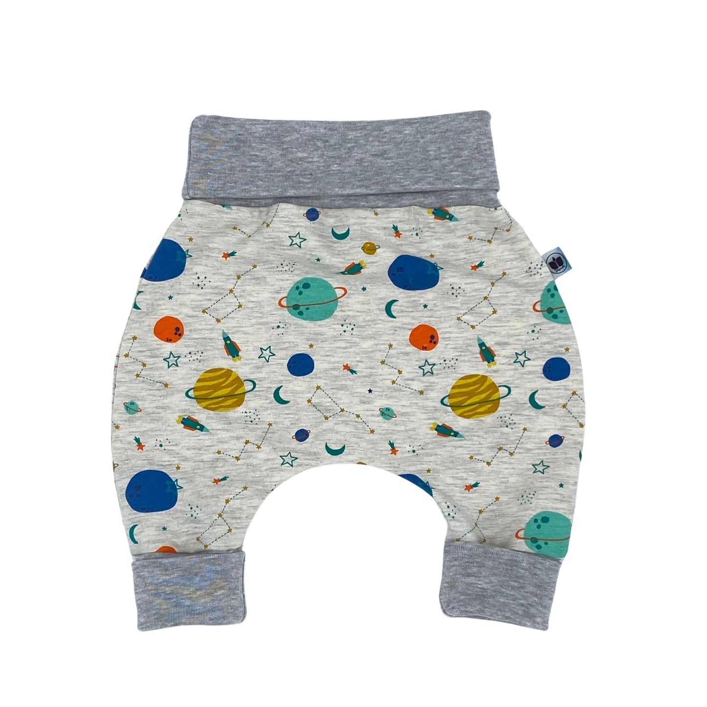 Growing Baby Baggy Trousers Made of Cotton Jersey - Handmade Growing Trousers Baby Trousers for Boys - Sizes 50-74 | 68-86 | 92-104 (Mini Rainbow Brown, 50-74)