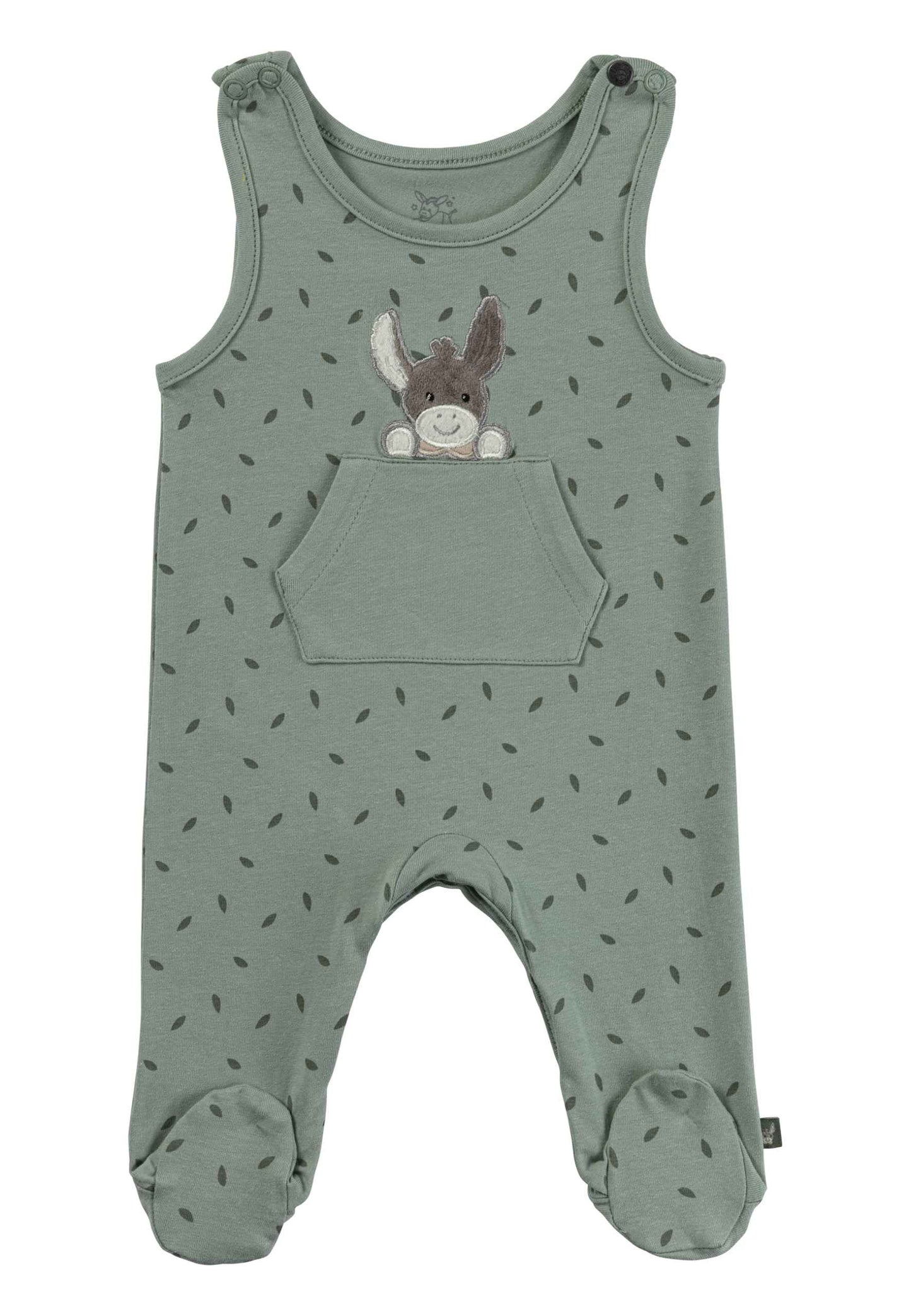 Sterntaler Strampler Set Blätter - Baby Strampler aus Jersey mit Esel Emmi Applikation - mit Langarmbody - Drucknöpfe im Schritt - bequemer Unisex Zweiteiler ab Geburt
