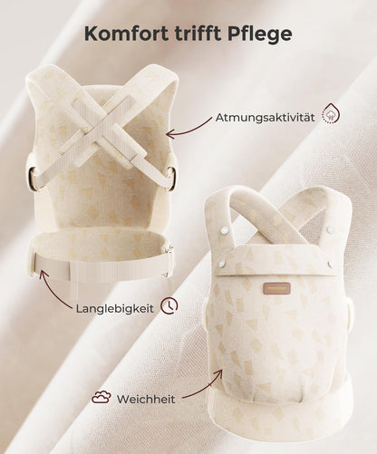 Momcozy Babytrage aus 100% Baumwolle – Baby Carrier für Kleinkind (3-24 Monate, 3,2-20 kg) · Ergonomische M-Position · X-Rücken · Taillengurt 64-127cm, Khaki