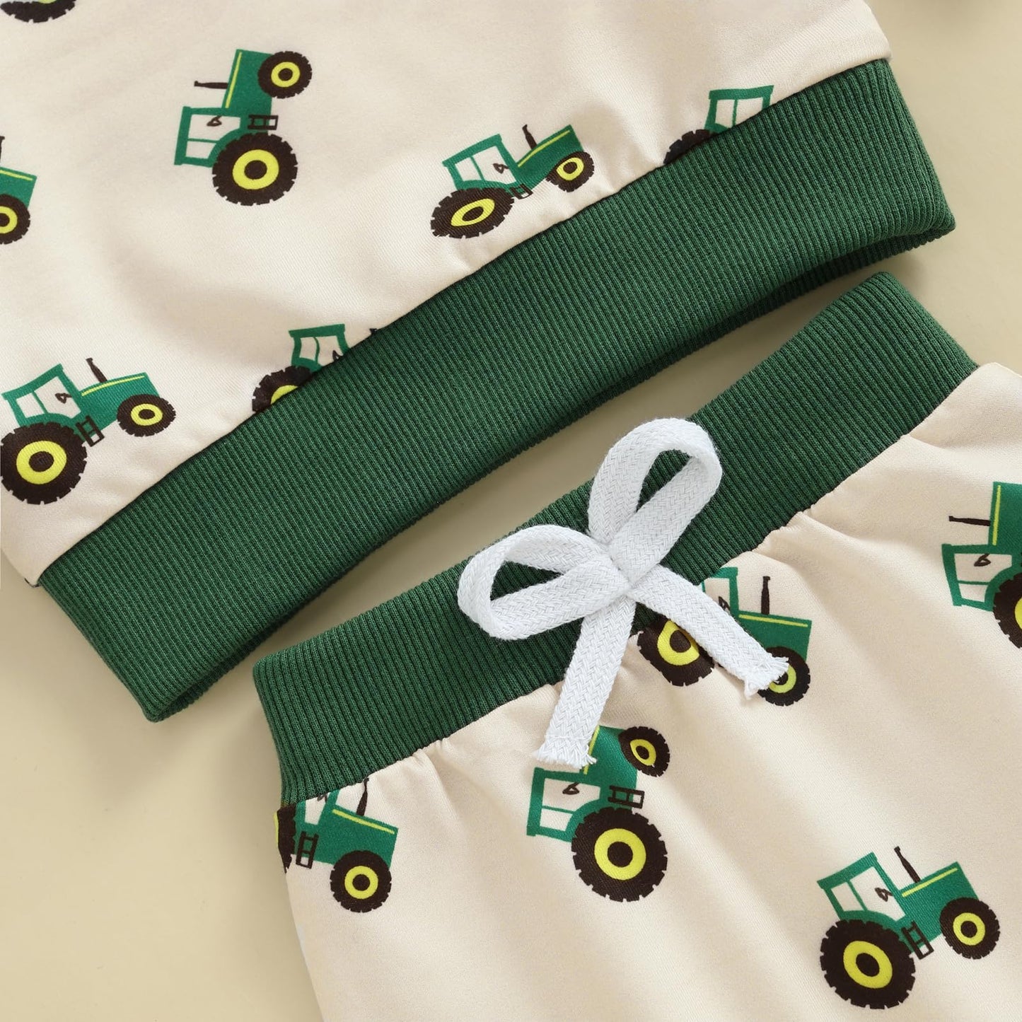 Baby-Frühlings-Outfit für Jungen, Trainingsanzüge mit Traktor-/Auto-Print, Sweatshirts mit langen Ärmeln mit Autodruck + elastische Kordelzughose, 2-teiliges Sportbekleidungsset, weiche Traktor-Outfits