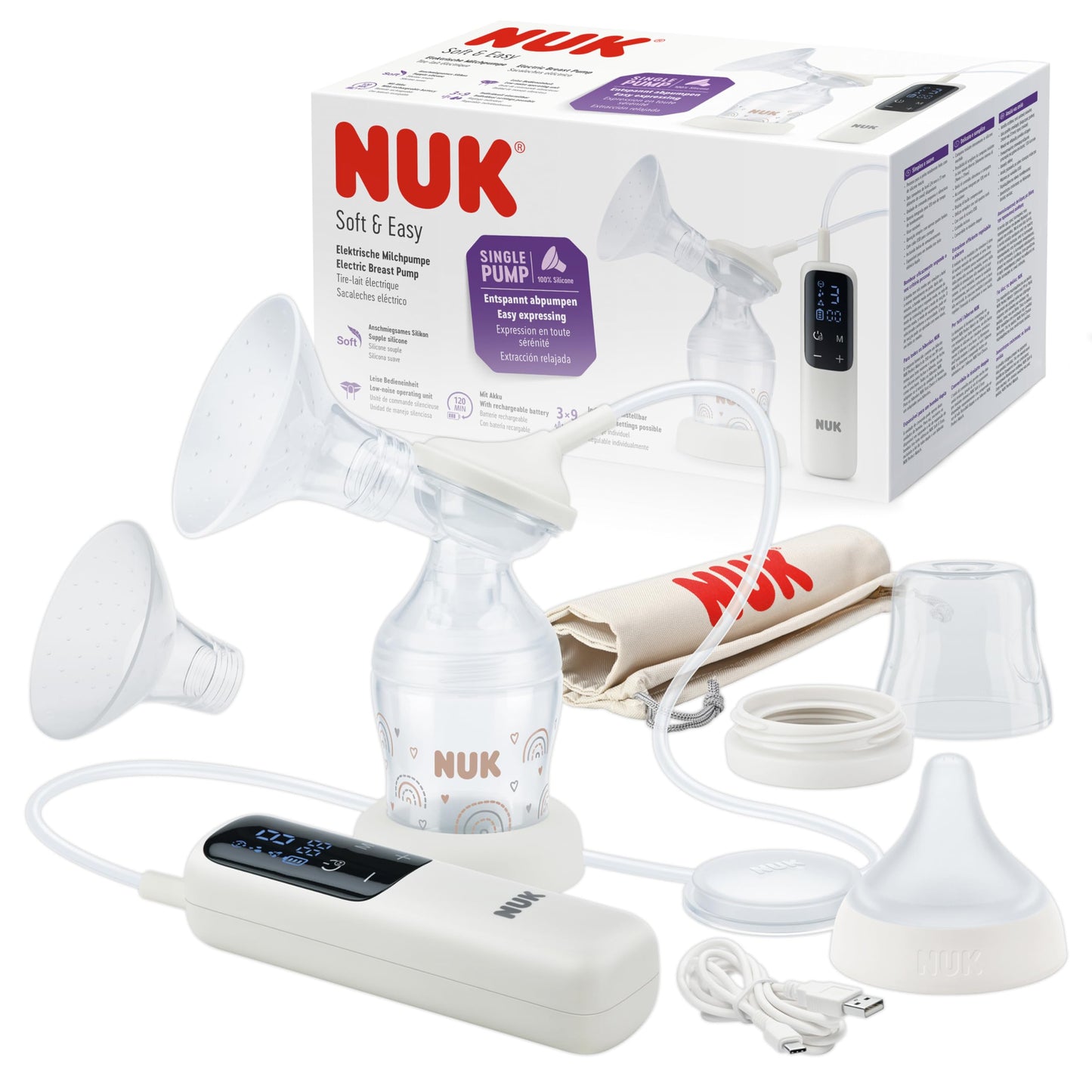 NUK Perfect Match Complete Feeding Set | Ab 0 Monate | Vario Express-Sterilisator, 4 Babyflaschen, Flaschenwärmer, Flaschenbürste und mehr | Regenbogen | 8 Stück