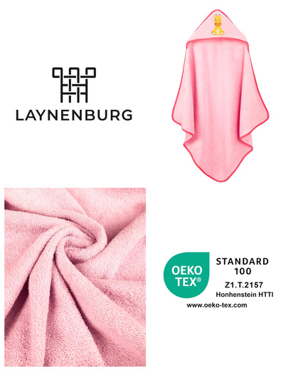 LAYNENBURG Premium Kapuzenhandtuch Baby - Badehandtuch aus 100% Baumwolle - Oeko TEX - Handtuch mit Kapuze für Neugeborene & Kinder - Badetuch, Babyhandtuch Mädchen, Jungen (Waschbär 80 x 80cm)