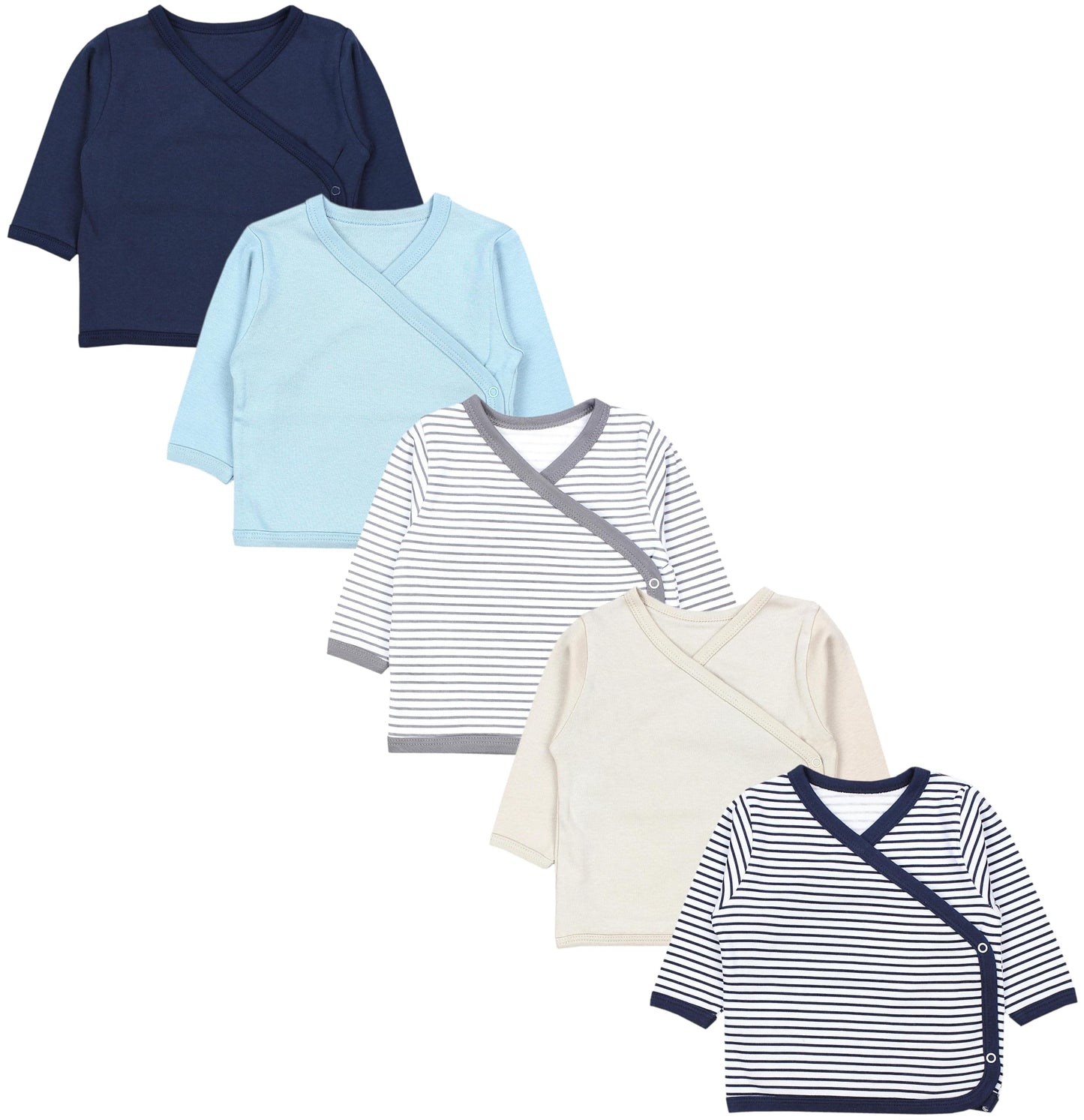 TupTam Baby Jungen Langarm Wickelshirt Baumwolle 5er Set