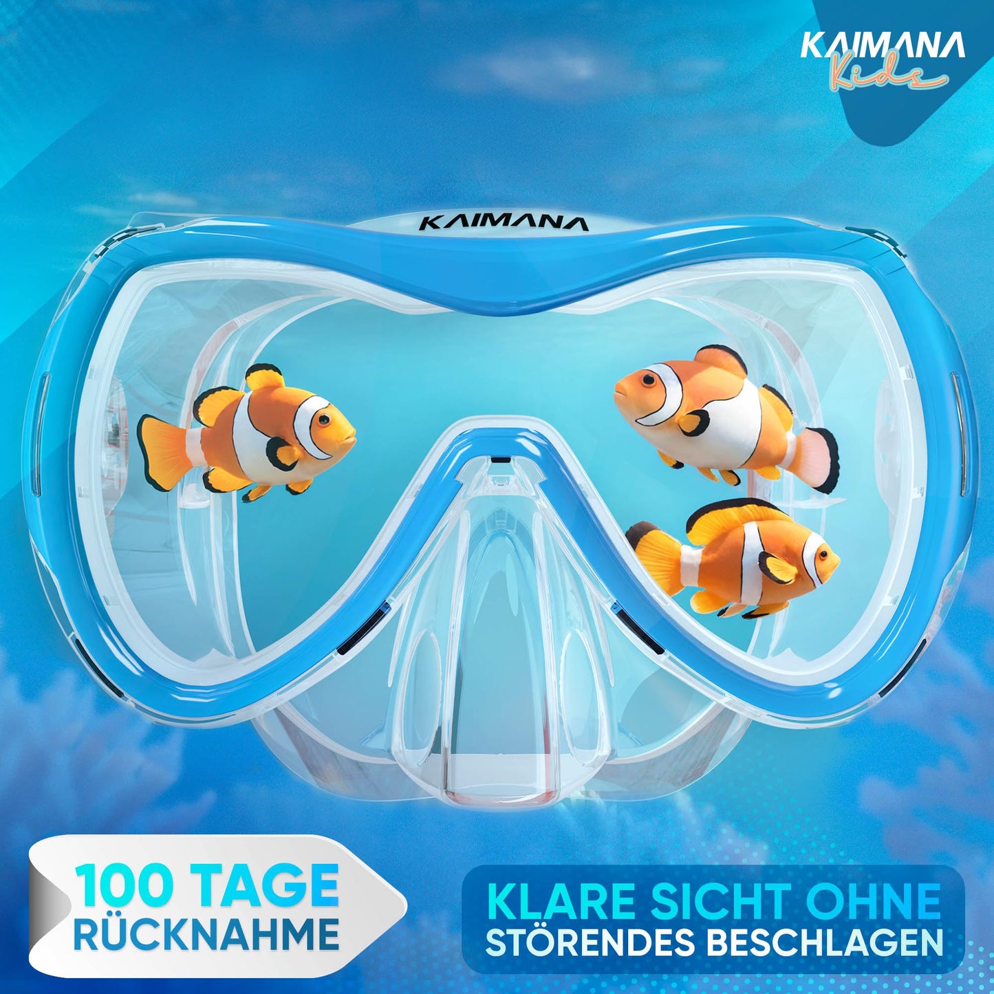 Das Neue KAIMANA® SeaExplorer Schnorchelset Kinder + Tragetasche, Taucherbrille mit Schnorchel, Taucherbrille Kinder, Alternative zur Schnorchelmaske Kinder, Taucherbrille mit Stoffband/Silikonband